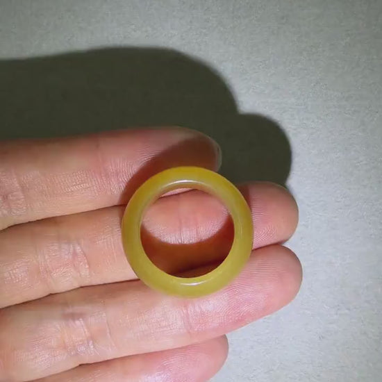 Natural Brown Nephrite Jade Band Ring US Size 7-7.5 | Certified Untreated Jade Jewelry | Wide Statement Ring