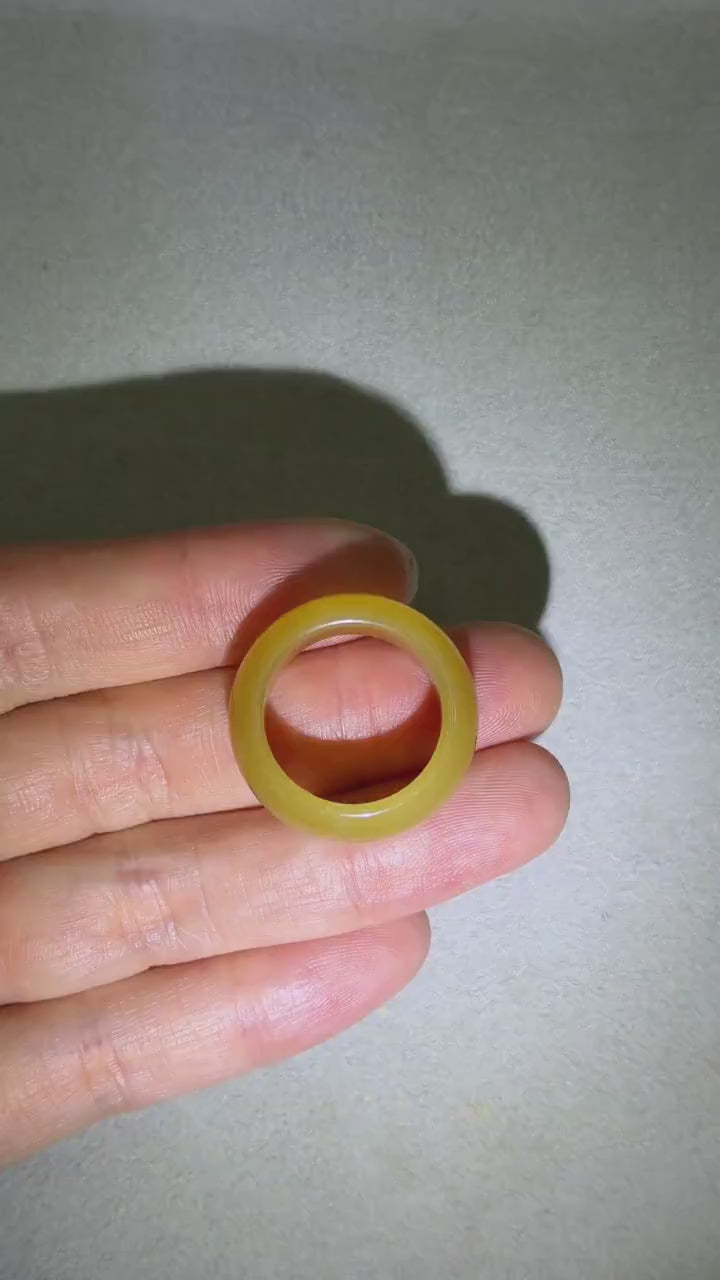 Natural Brown Nephrite Jade Band Ring US Size 7-7.5 | Certified Untreated Jade Jewelry | Wide Statement Ring