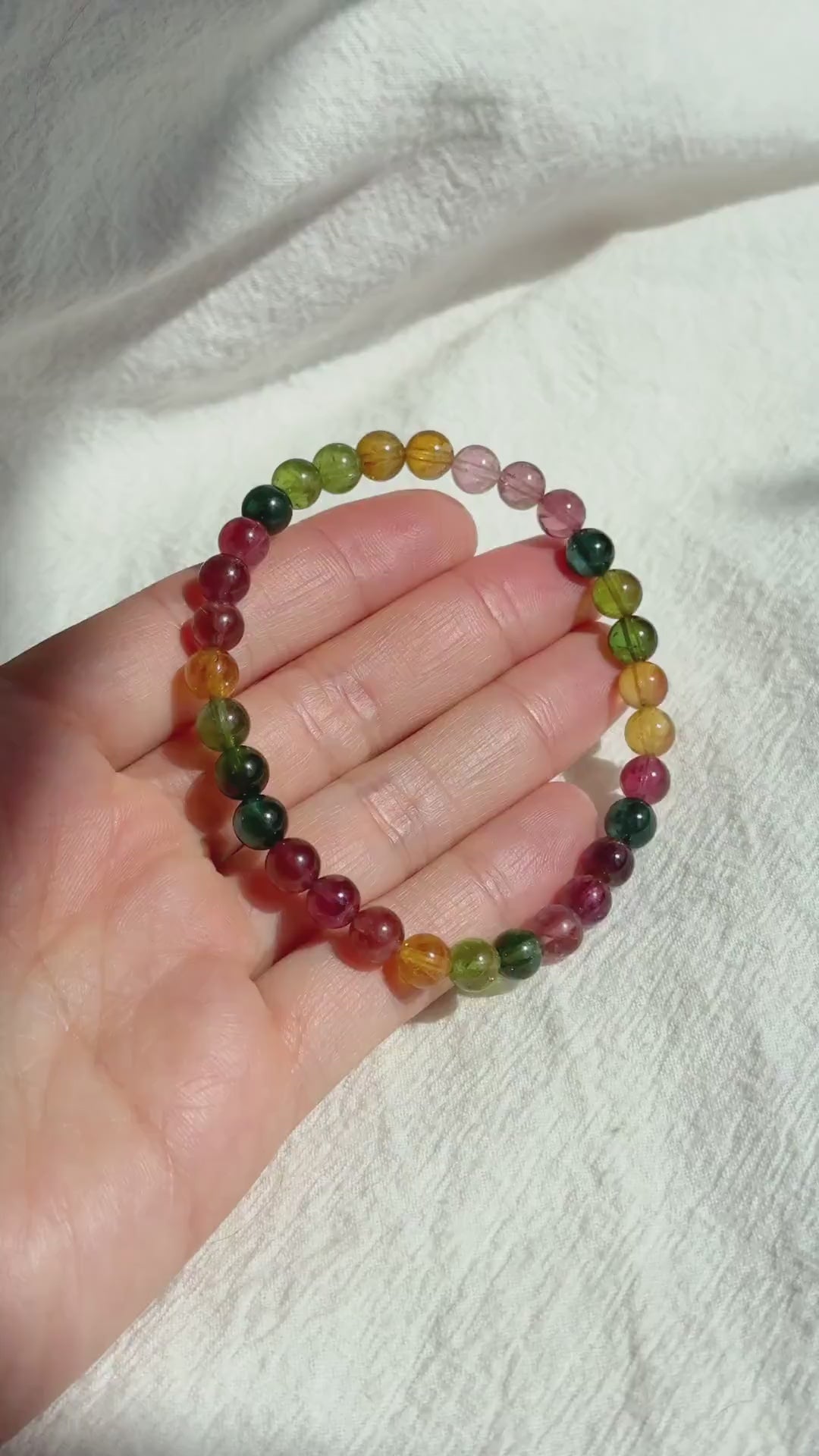 Natural Brazilian Rainbow Tourmaline Bracelet | 6mm Multi-Color Tourmaline Beads | October Birthstone | Fine Jewelry Gift