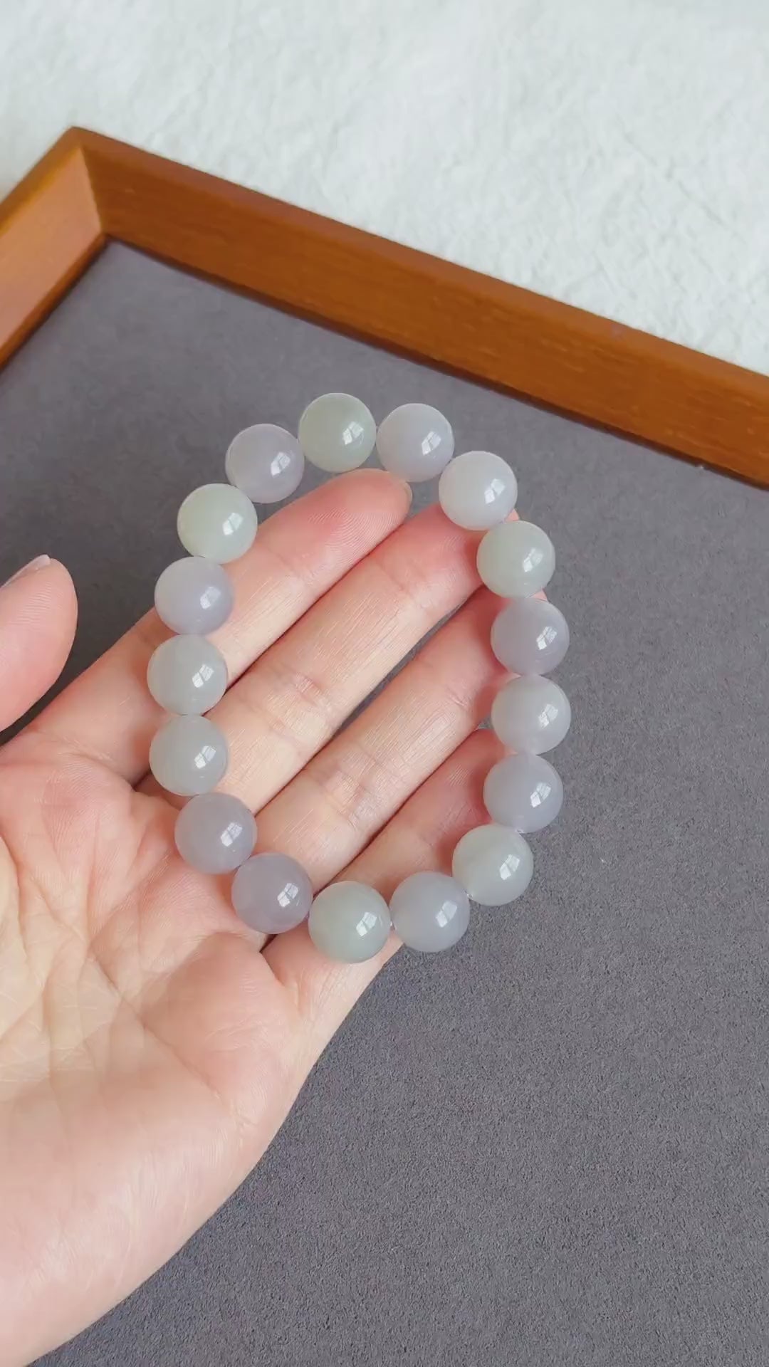 12mm Natural Nephrite Jade Bracelet | Gray Lilac & Soft Green Jade | Rare Pastel Jade Jewelry Gift for Her
